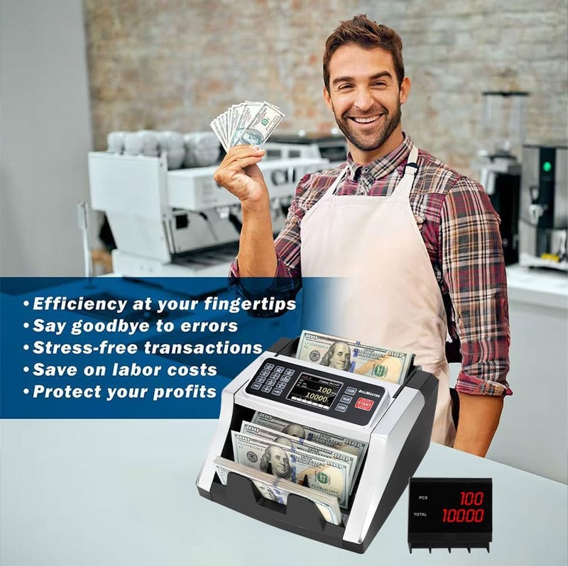 BillMaster BM6520 Money Counter Machine – Value Counting Cash Counter for USD EUR CAD MXN – Fake Bill Detector with Batch & Add – Large TFT Color Screen Bill Counter - US Service Team - Image 2